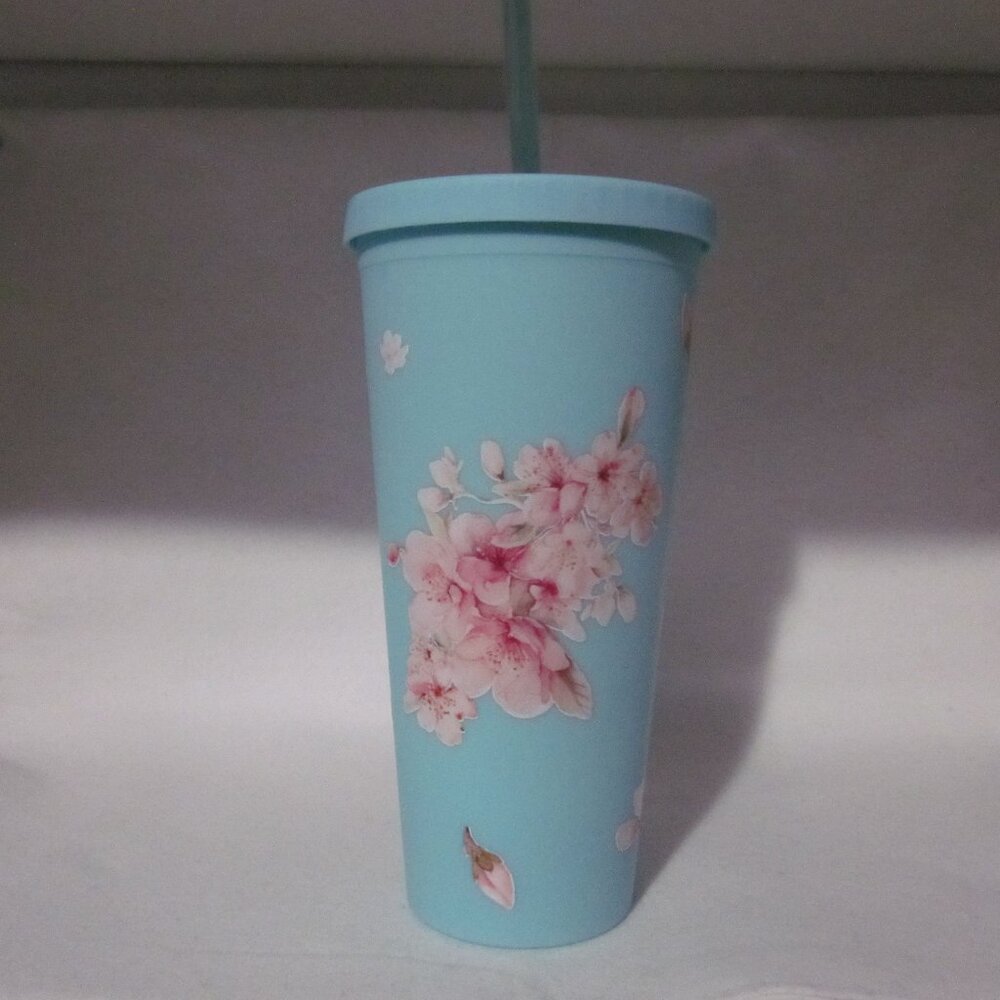 Light Blue Flower Tapered Tumbler.